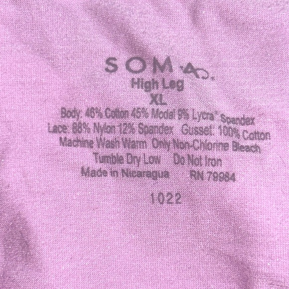 SOMA Vanishing Edge Cotton Modal‎ W/Lace High Leg Briefs Panty in Party Pink XL - Picture 13 of 15